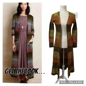 Madeline & Monroe Striped Knit Sweater Cardigan w/Poxkets Autumn Colors Small